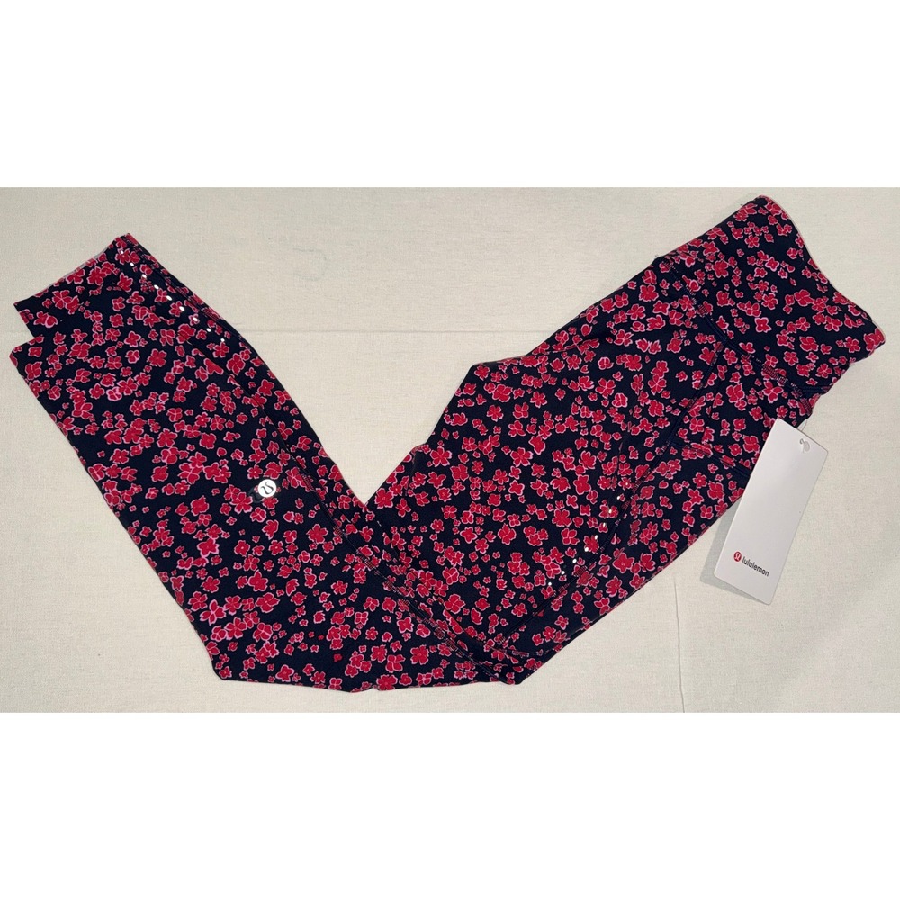 Lululemon Fast and Free HR Tight 25" Pockets Floral Polka Red Multi Size 6 NWT
